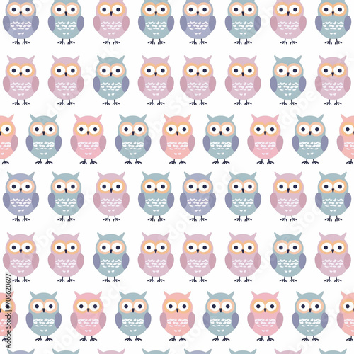 Owls seamless pattern. Can be used for gift wrapping, wallpaper, background