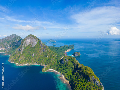 Philippines Aerial View. Cadlao Island. Palawan Tropical Landscape. El Nido, Palawan, Philippines. Southeast Asia. © Curioso.Photography