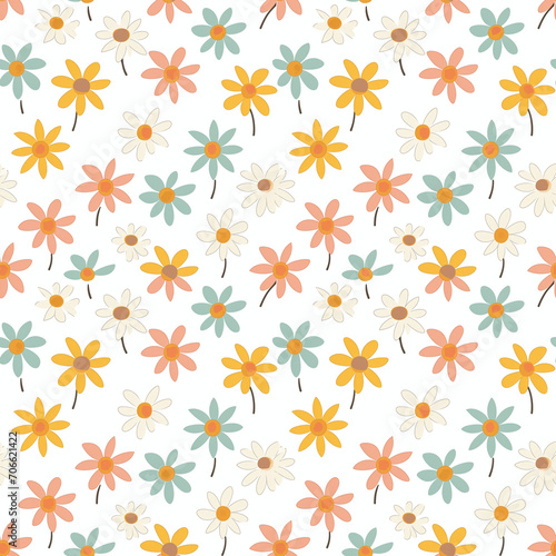 Daisies seamless pattern. Can be used for gift wrapping, wallpaper, background