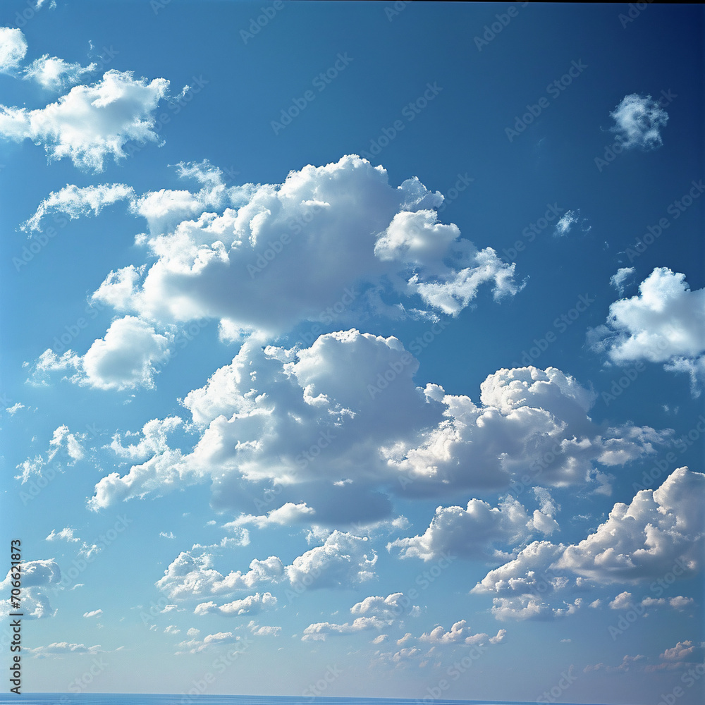 Heavenly Blue: Sky and Clouds Painting a Tranquil Landscape - Generative AI Heavenly Blue: Sky and Clouds Painting a Tranquil Landscape - Generative AI