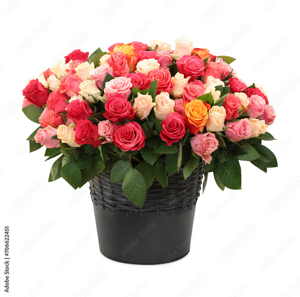 Bouquet of beautiful roses isolated on white Bouquet of beautiful roses isolated on white
