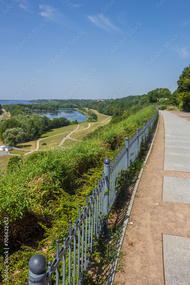 Boulevard on the hill at the Wisla river in Plock, Poland