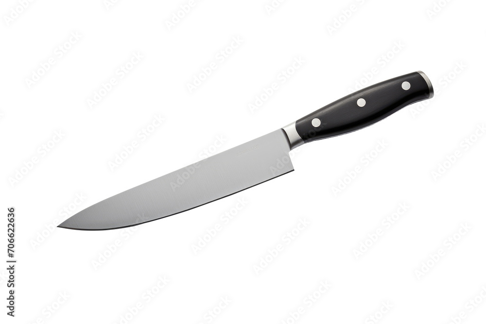 Top view of horizontal Chefs kitchen knife on a cutout PNG transparent background Top view of horizontal Chefs kitchen knife on a cutout PNG transparent background