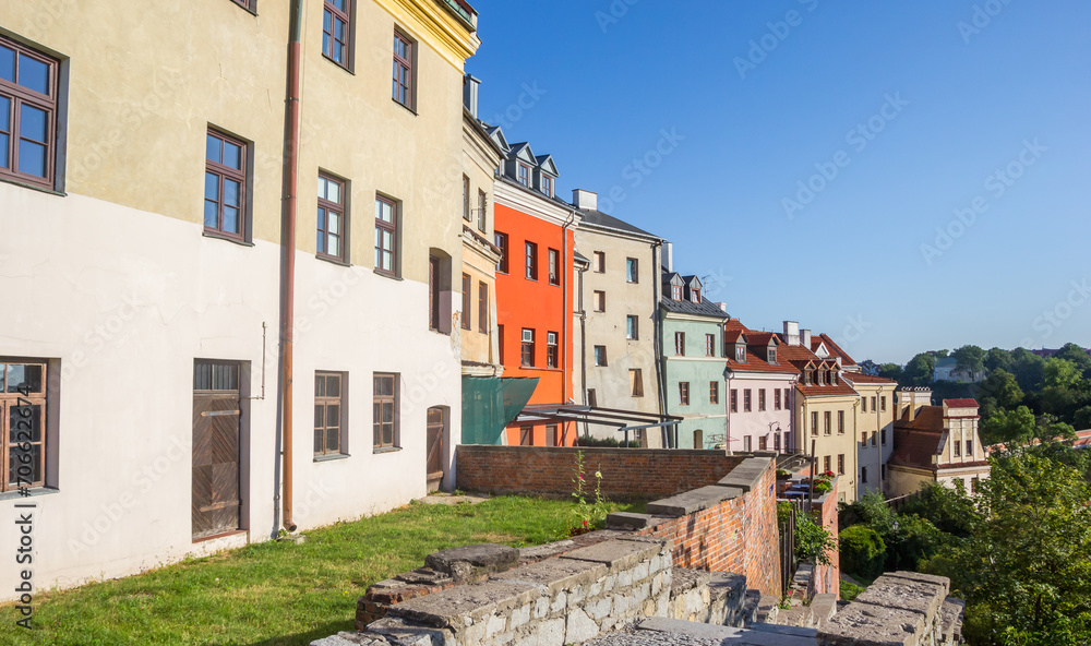 Colorful houses on the hill in Lublin, Poland