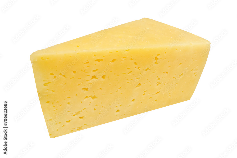 Piece of cheese on an isolated white background.