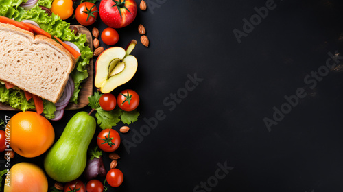 School lunch box with sandwich vegetables © Aki
