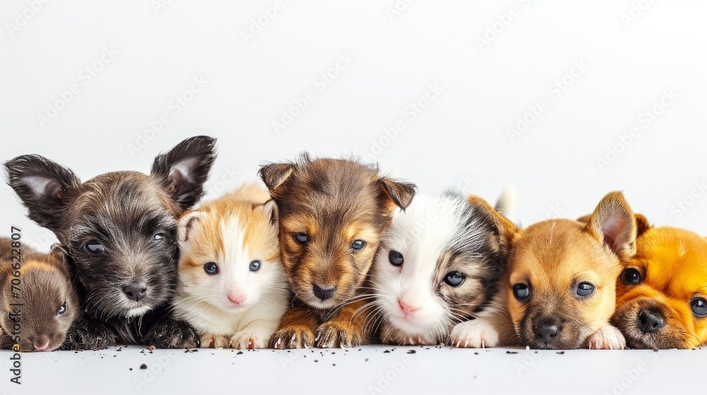 cute animals group on white background   