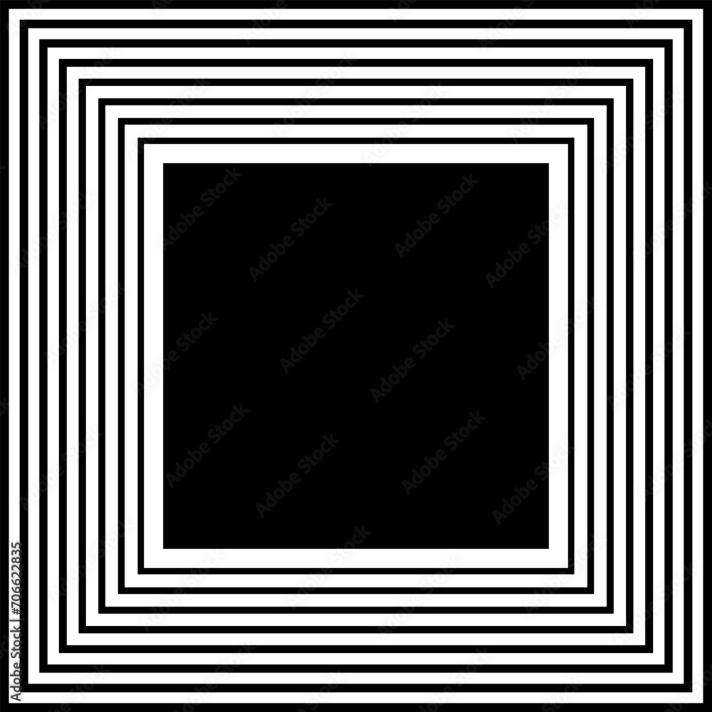 Geometric Square Picture Frame. Black and White Background. Geometric Square Picture Frame. Black and White Background.