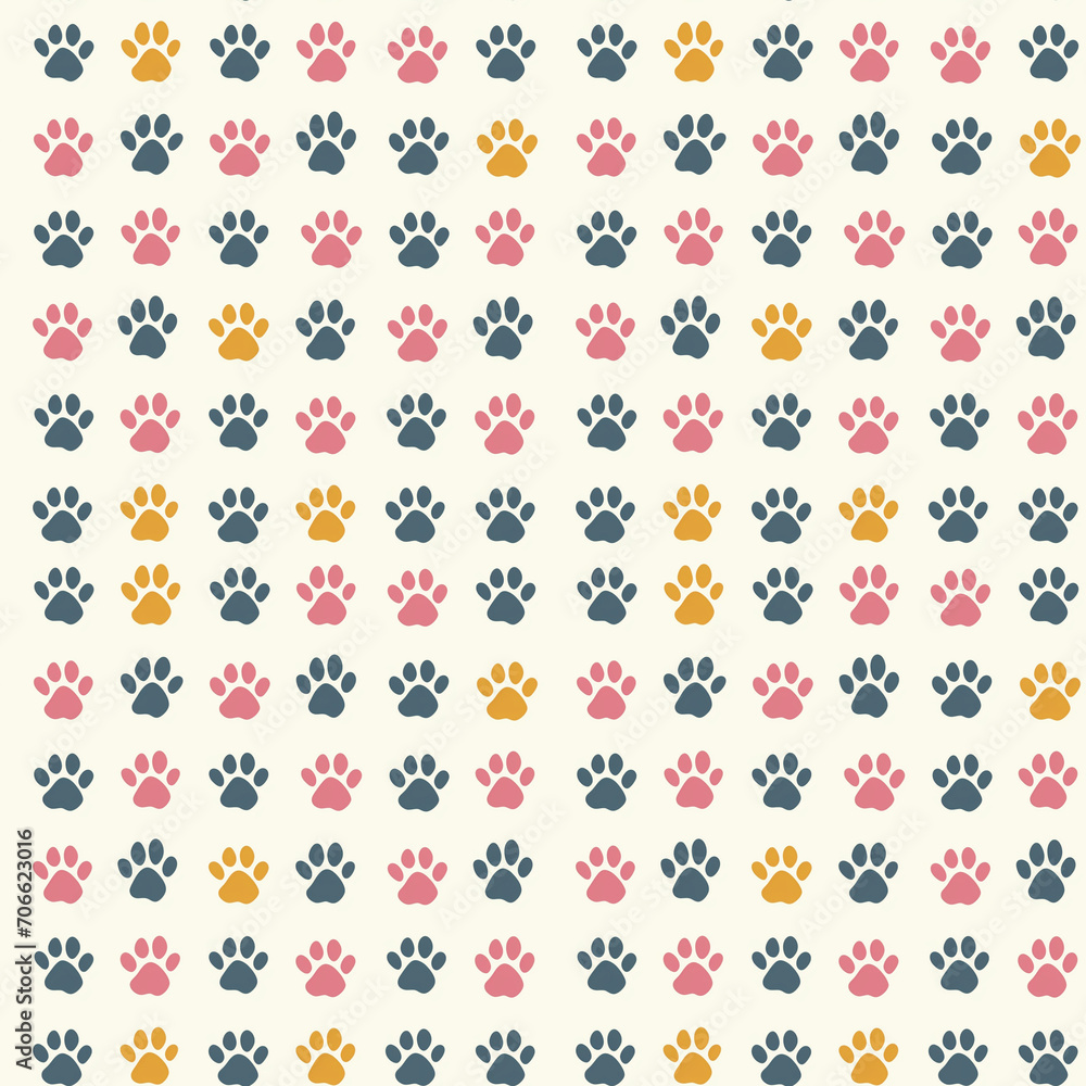 Paw prints seamless pattern. Can be used for gift wrapping, wallpaper, background Paw prints seamless pattern. Can be used for gift wrapping, wallpaper, background