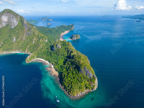 Philippines Aerial View. Cadlao Island. Palawan Tropical Landscape. El Nido, Palawan, Philippines. Southeast Asia. photo