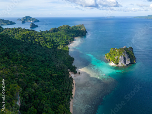 Philippines Aerial View. Cadlao Island. Palawan Tropical Landscape. El Nido  Palawan  Philippines. Southeast Asia.