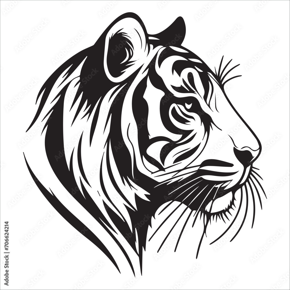 tiger head vector , tiger head black and white
