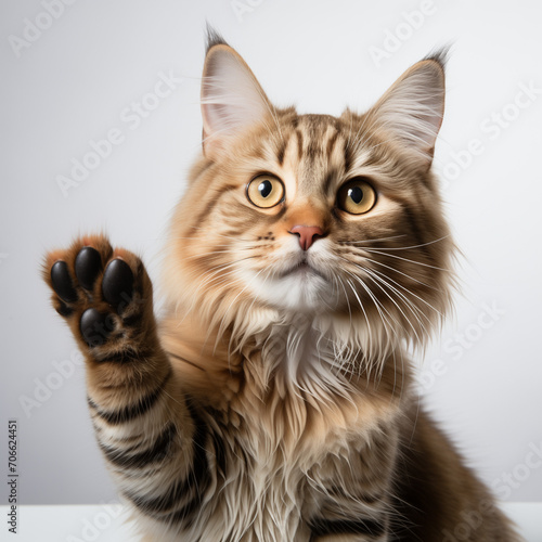 Cute kitten gives high five