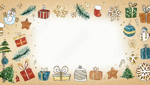 christmas frame festive background freehand drawings hand drawn christmas symbols school winter holidays new year banner children s drawings