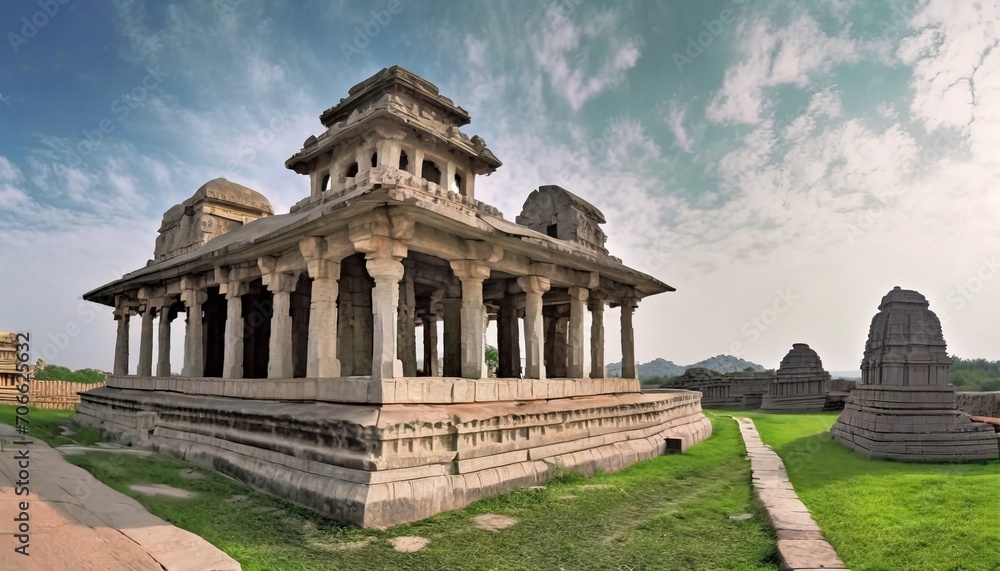 architecture of ancient ruins of temple in hampi