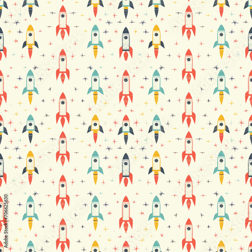 Rockets seamless pattern. Can be used for gift wrapping, wallpaper, background