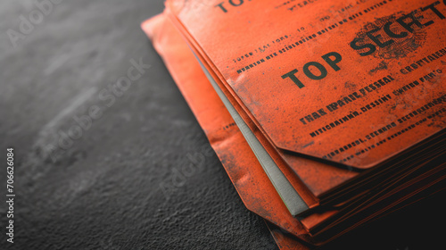 Folders with "TOP SECRET" printed on the cover in a bold, stamped format