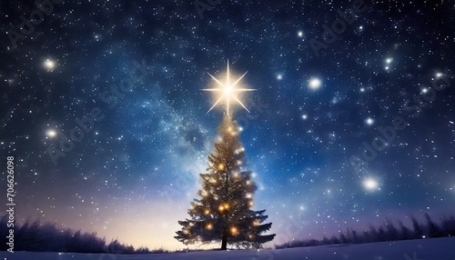 christmas star shining brightly in night sky generative ai