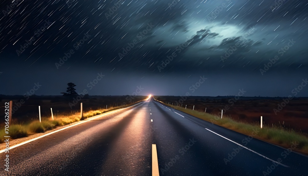 road hazard ahead rainy night rainy night on remote road