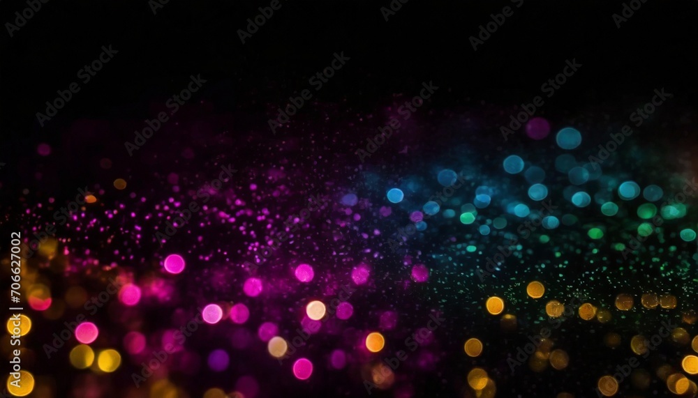 neon bokeh background with neon colors on black