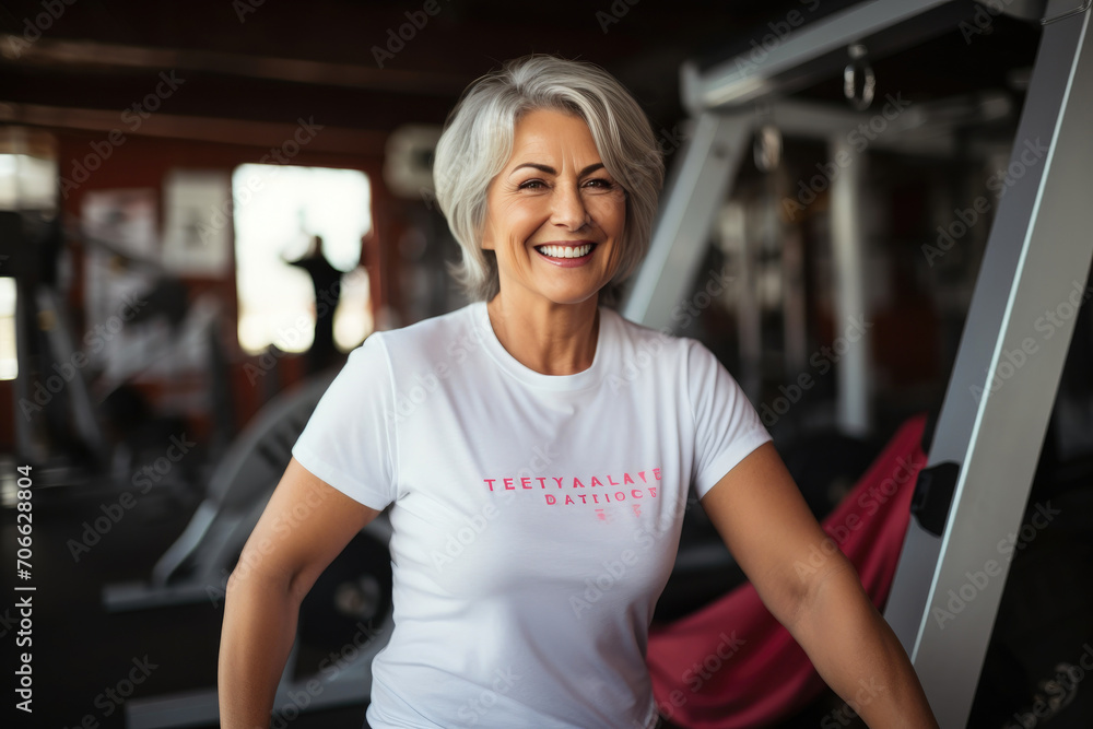 Fototapeta premium Happy Plus-Size Woman Enjoying Fitness Journey