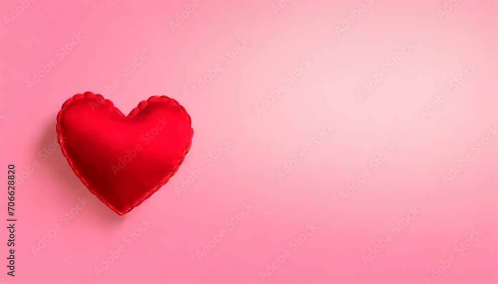greeting card valentine days red heart on pink background banner format place for text