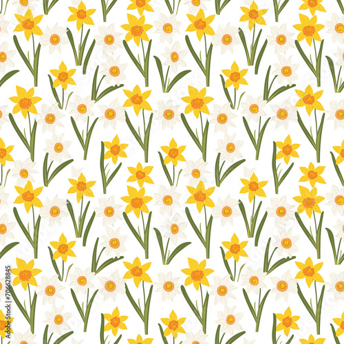 Daffodils seamless pattern. Can be used for gift wrapping  wallpaper  background