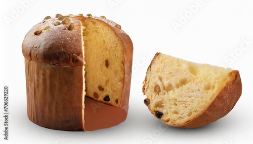 panettone christmas cake on white clipping path