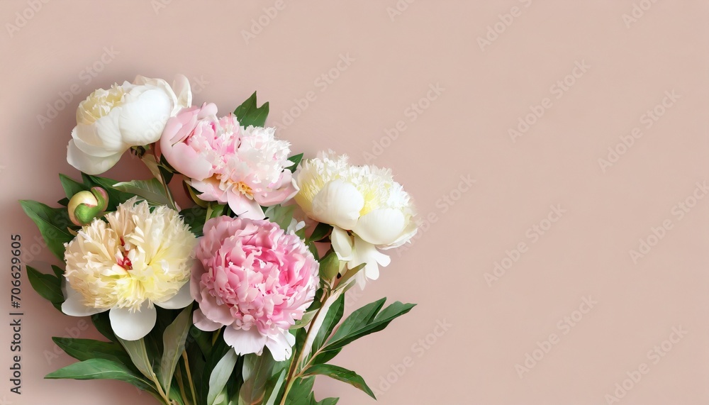 flowers bouquet of peonies soft pastel color background beautiful composition valentine s day easter birthday happy women s day mother s day holiday poster and banner