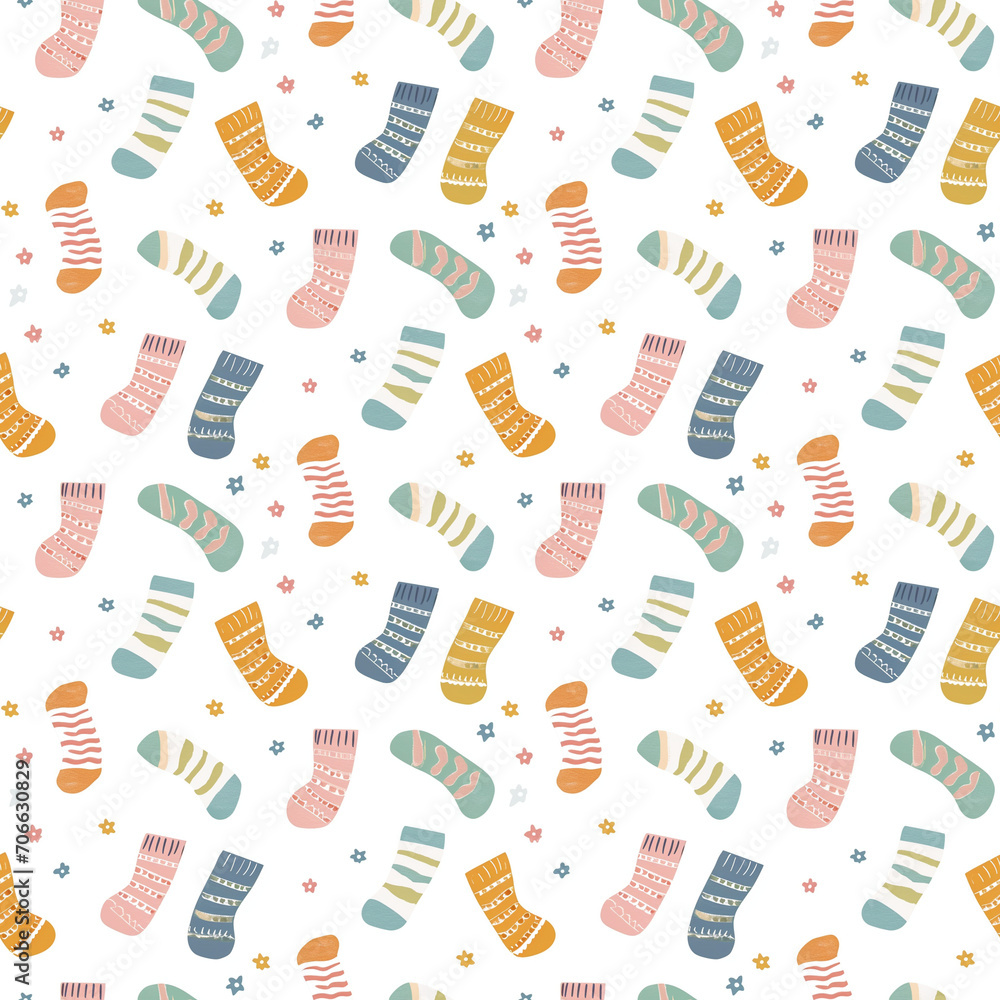 Socks seamless pattern. Can be used for gift wrapping, wallpaper, background Socks seamless pattern. Can be used for gift wrapping, wallpaper, background
