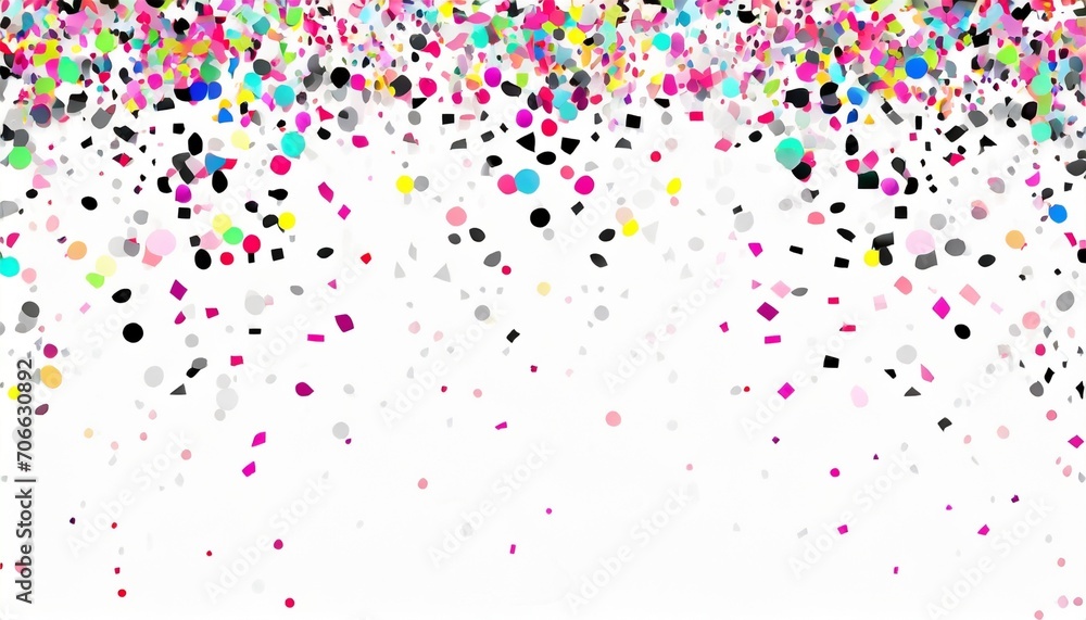 multicolored monochrome confetti on isolated white background geometric holiday texture with glitters image for banners black and white illustration