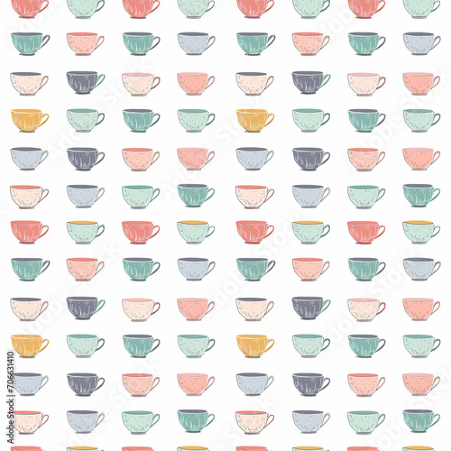 Teacups seamless pattern. Can be used for gift wrapping, wallpaper, background