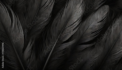 beautiful dark black feather pattern texture background © Irene