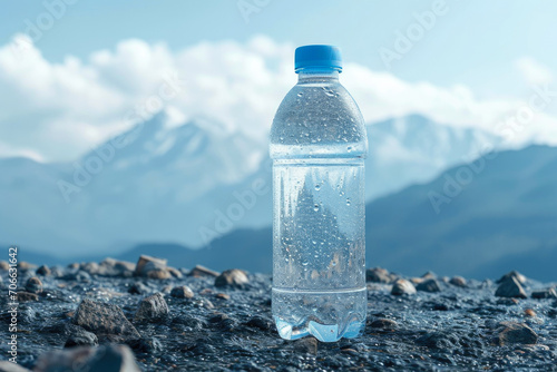 Bottle of Water on White Backdrop