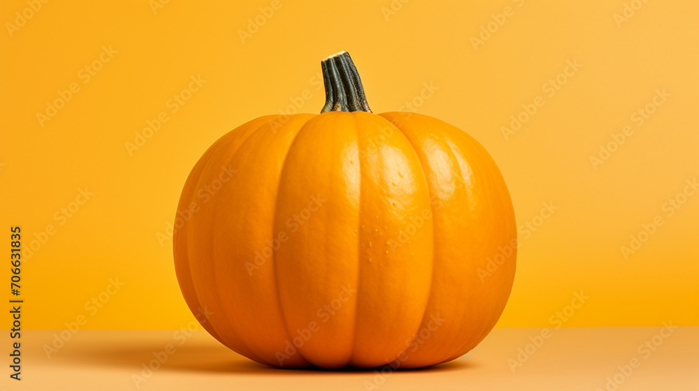 A pumpkin on a yellow background A pumpkin on a yellow background