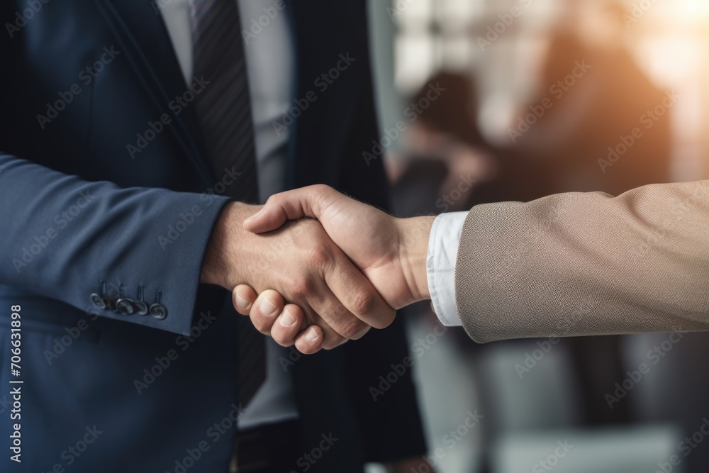 Middle aged businessman shaking hands with colleague