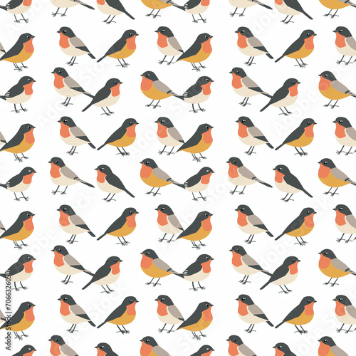 Robins seamless pattern. Can be used for gift wrapping, wallpaper, background