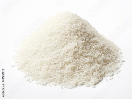 Agriculture raw rice pile isolated over white background