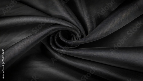 black gray satin dark fabric texture luxurious shiny that is abstract silk cloth panorama background with patterns soft waves blur beautiful