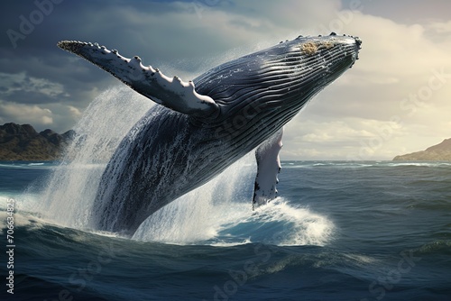 Humpback whale jumping out of the water © Alina