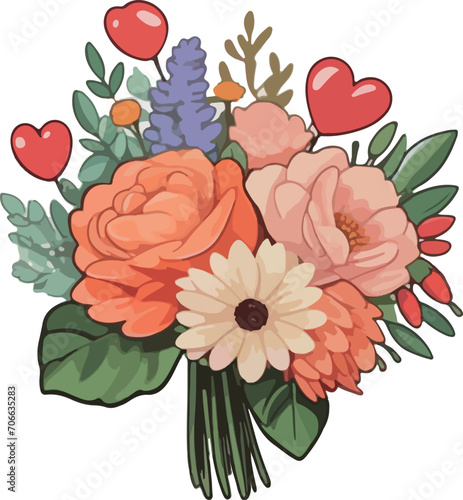 Set of vectors for Valentine's day. Watercolor hearts and lovers. Significant other.