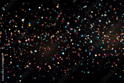 Colorful falling confetti on black background