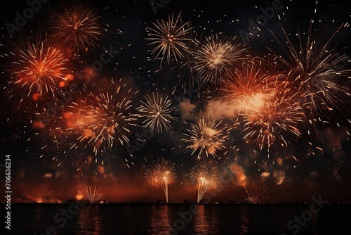Colorful celebration fireworks on a black sky background