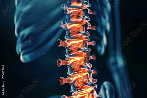 Xr-ay of human spine create with AI Generative
