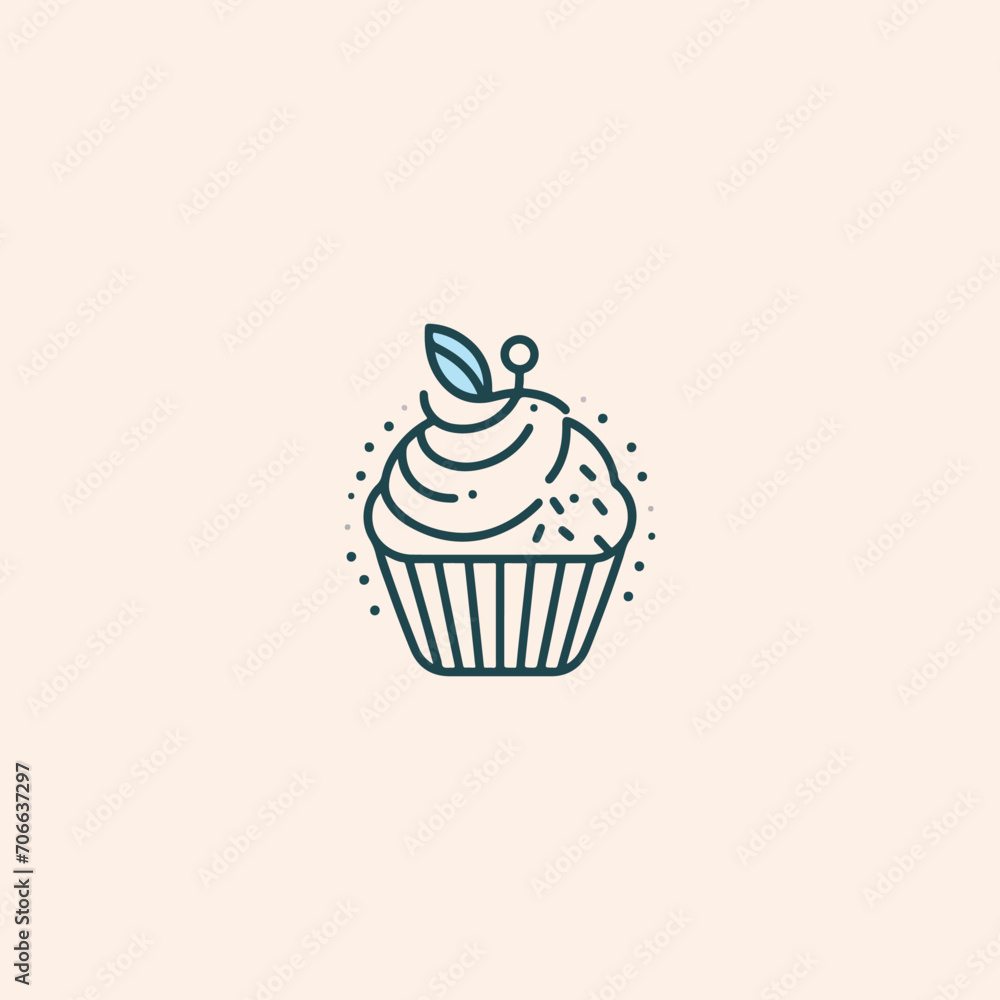 Hand-Drawn Illustration of a Cupcake With Leaf Garnish on a Pastel Background
Hand-Drawn Illustration of a Cupcake With Leaf Garnish on a Pastel Background