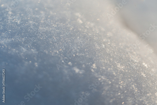 Beautiful snow texture macro. Snowy field. Freezing © alones