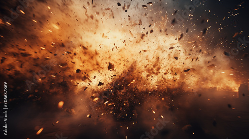 War abstract background with fire smoke and explosions. Ai Generated. 