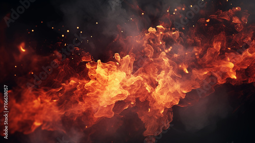 War abstract background with fire smoke and explosions. Ai Generated. 