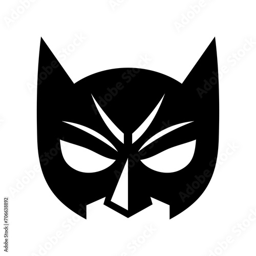 Super hero mask black icon. Superhero face masque and masking cartoon character. Comic book mask. Heroic or savior vector illustration