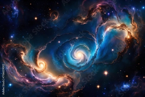 Envision an enchanting galaxy scene, where stars swirl and a magical nebula paints the cosmic canvas.